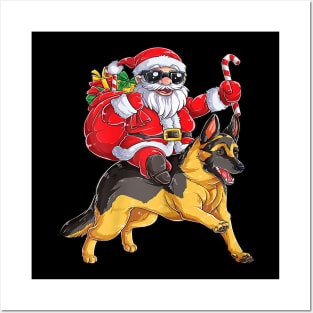 Christmas Santa Claus Riding English Bulldog Xmas Boys Dog Posters and Art